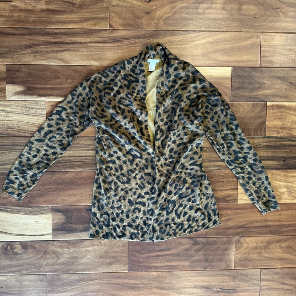 H&M Leopard Print Open Cardigan in Brown and Black size Small
